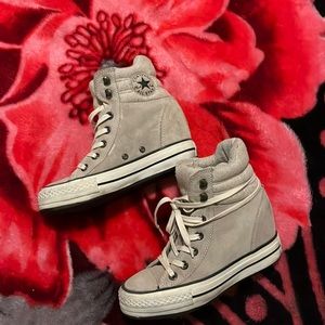 Converse chuck Taylor's platform suede wedge high top sneakers shoes